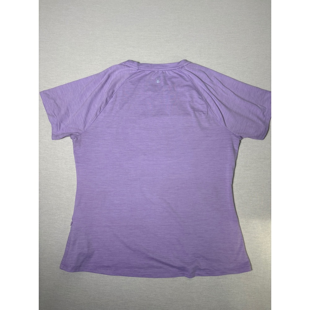 Spyder Active Womens XL Purple Heathered Short Sleeve Performance T-Shirt Pocket - Picture 2 of 6